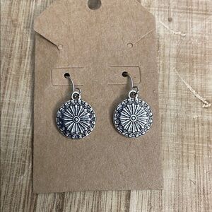 Silver Round Dangle Earrings